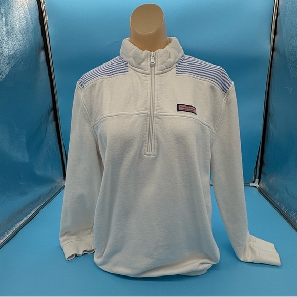 Vineyard Vines Women’s Quarter-Zip Sweatshirt with Sear sucker Accent Size M - Picture 8 of 14
